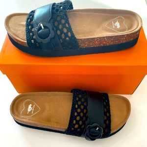 Women’s Rocket Dog Black Corded Buckle Slip-on Slide Platform Sandals Shoes 7-10